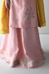 Buy_Shorshe Clothing_Pink Handloom Tissue Embroidery Zardozi Round Floral Kurta And Skirt Set _Online_at_Aza_Fashions