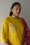 Buy_Shorshe Clothing_Yellow Handloom Tissue Embroidery Zardozi Round Work Kurta And Skirt Set _Online_at_Aza_Fashions