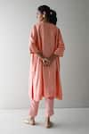 Shop_Shorshe Clothing_Pink Pure Silk Embroidery Zardozi Notched Jhabla Kurta And Pant Set _at_Aza_Fashions