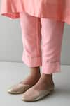 Buy_Shorshe Clothing_Pink Pure Silk Embroidery Zardozi Notched Jhabla Kurta And Pant Set 