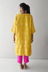 Shop_Shorshe Clothing_Yellow Kurta Brocade Woven Florette Notched And Pant Set _at_Aza_Fashions