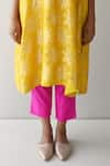 Buy_Shorshe Clothing_Yellow Kurta Brocade Woven Florette Notched And Pant Set 