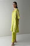 Buy_Shorshe Clothing_Green Kurta And Tissue Floral V Shahi Tunic With Cigarette Pant _Online_at_Aza_Fashions