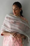 Shorshe Clothing_Pink Kurta And Tissue Floral V Shahi Tunic With Cigarette Pant _at_Aza_Fashions