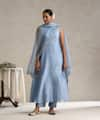 Weaver Story_Blue Kurta And Pant Chanderi Hand Embroidered Gota Patti Plain Pure Flared Set _Online_at_Aza_Fashions