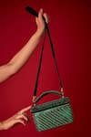 Buy_FOREVER NOOR_Green Sequin Laura Stone And Embellished Cube Bag _at_Aza_Fashions