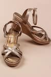 Buy_Phenominaal_Gold Sepia Criss-cross Wedges _at_Aza_Fashions