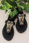 Buy_Phenominaal_Black Crystals Kaleidoscope Hand Embroidered Sandals _at_Aza_Fashions