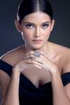 Shop_Moh-Maya by Disha Khatri_Silver Plated Zari Amethyst And Zircon Stone Studded Ring _Online_at_Aza_Fashions