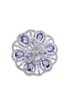 Moh-Maya by Disha Khatri_Silver Plated Zari Amethyst And Zircon Stone Studded Ring _at_Aza_Fashions