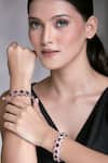 Buy_Moh-Maya by Disha Khatri_Silver Plated Zari, Diamonds Zircon And Ruby Stone Embellished Bangles - Set Of 2 _at_Aza_Fashions
