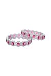 Shop_Moh-Maya by Disha Khatri_Silver Plated Zari, Diamonds Zircon And Ruby Stone Embellished Bangles - Set Of 2 _at_Aza_Fashions