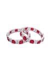 Shop_Moh-Maya By Disha Khatri_Silver Plated Zari, Diamonds Zircon And Ruby Stone Studded Bangles - Set Of 2 _at_Aza_Fashions