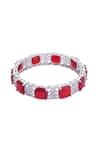 Moh-Maya By Disha Khatri_Silver Plated Zari, Diamonds Zircon And Ruby Stone Studded Bangles - Set Of 2 _Online_at_Aza_Fashions