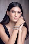 Buy_Moh-Maya By Disha Khatri_Silver Plated Zari, Stones Zircon And Moissanite Studded Bangles - Set Of 2 _at_Aza_Fashions