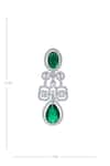 Shop_Moh-Maya by Disha Khatri_Silver Plated Zircon And Emerald Stone Embellished Necklace Set 