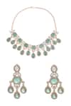 Shop Moh-Maya By Disha Khatri Gold Plated Zari Zircon Embellished Necklace Set at Aza Fashions Shop_Moh-Maya By Disha Khatri_Gold Plated Zari Zircon Embellished Necklace Set _at_Aza_Fashions