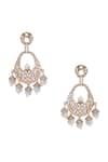 Shop_Moh-Maya By Disha Khatri_Gold Plated Zari, Mirrors Zircon And Moissanite Embellished Earrings _at_Aza_Fashions