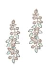 Shop_Moh-Maya By Disha Khatri_Gold Plated Zari, Mirrors Zircon Stone Embellished Earrings _at_Aza_Fashions