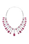 Shop Moh-Maya By Disha Khatri Red Rhinestones, Diamonds Ruby Stone Embellished Jewellery Set Shop_Moh-Maya By Disha Khatri_Red Rhinestones, Diamonds Ruby Stone Embellished Jewellery Set
