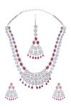 Shop Moh-Maya By Disha Khatri Red Crystals, Diamonds Flower Jaal Carved Jewellery Set at Aza Fashions Shop_Moh-Maya By Disha Khatri_Red Crystals, Diamonds Flower Jaal Carved Jewellery Set _at_Aza_Fashions