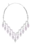 Buy_Moh-Maya By Disha Khatri_Pink Zari Geometric Chandelier Carved Necklace Set 