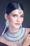 Moh-Maya By Disha Khatri_Green Zari, Stones, Diamonds Zircon Embellished Jewellery Set _Online_at_Aza_Fashions