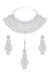 Shop Moh-Maya By Disha Khatri Silver Plated Zari, Diamonds Zircon Cutwork Embellished Jewellery Set at Aza Fashions Shop_Moh-Maya By Disha Khatri_Silver Plated Zari, Diamonds Zircon Cutwork Embellished Jewellery Set _at_Aza_Fashions