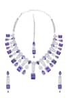 Shop Moh-Maya By Disha Khatri Purple Zari, Diamonds Floret Dangler Embellished Jewellery Set at Aza Fashions Shop_Moh-Maya By Disha Khatri_Purple Zari, Diamonds Floret Dangler Embellished Jewellery Set _at_Aza_Fashions