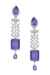 Buy Moh-Maya By Disha Khatri Purple Zari, Diamonds Floret Dangler Embellished Jewellery Set Buy_Moh-Maya By Disha Khatri_Purple Zari, Diamonds Floret Dangler Embellished Jewellery Set
