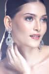 Buy_Moh-Maya By Disha Khatri_Silver Plated Zari, Diamonds Floral Cutwork Embellished Dangler Earrings_Online_at_Aza_Fashions