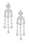 Shop_Moh-Maya By Disha Khatri_Silver Plated Zari, Diamonds Tear Drop Carved Earrings _at_Aza_Fashions