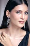 Buy_Moh-Maya By Disha Khatri_Silver Plated Zari, Diamonds Tear Drop Carved Earrings _Online_at_Aza_Fashions