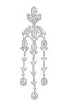 Moh-Maya By Disha Khatri_Silver Plated Zari, Diamonds Tear Drop Carved Earrings _at_Aza_Fashions