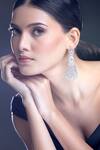 Buy_Moh-Maya by Disha Khatri_Silver Plated Moissanite Stone Floral Dangler Zircon Embellished Earrings _at_Aza_Fashions