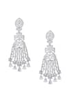 Shop_Moh-Maya by Disha Khatri_Silver Plated Moissanite Stone Floral Dangler Zircon Embellished Earrings _at_Aza_Fashions