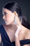 Shop_Moh-Maya by Disha Khatri_Silver Plated Moissanite Stone Floral Dangler Zircon Embellished Earrings _Online_at_Aza_Fashions