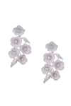 Shop_Moh-Maya by Disha Khatri_Pink Moissanite Stone Floret Zircon Work Earrings _at_Aza_Fashions