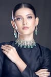 Buy_Moh-Maya by Disha Khatri_Green Moissanite Polki Embellished Necklace Set _at_Aza_Fashions