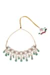 Moh-Maya by Disha Khatri_Green Moissanite Polki Embellished Necklace Set _at_Aza_Fashions