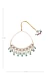 Shop_Moh-Maya by Disha Khatri_Green Moissanite Polki Embellished Necklace Set 