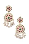 Shop_Moh-Maya by Disha Khatri_Gold Plated Moissanite Polki Geometric Carved Pendant Necklace Set _at_Aza_Fashions