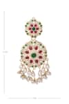 Moh-Maya by Disha Khatri_Gold Plated Moissanite Polki Geometric Carved Pendant Necklace Set _Online