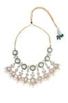 Buy_Moh-Maya by Disha Khatri_Gold Plated Moissanite Polki Studded Necklace Set 