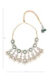 Shop_Moh-Maya by Disha Khatri_Gold Plated Moissanite Polki Studded Necklace Set 