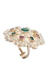 Buy_Moh-Maya by Disha Khatri_Gold Plated Ruby Pearl Embellished Ring _Online_at_Aza_Fashions