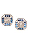 Shop_Moh-Maya by Disha Khatri_Gold Plated Moissanite Polki Zirconia Studded Earrings _at_Aza_Fashions