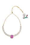 Moh-Maya by Disha Khatri_Gold Plated Amethyst Stone Embellished Pendant Necklace Set _at_Aza_Fashions