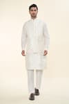 Buy_RNG Safawala_Off White Raw Silk Embroidered Diamond Kurta Set With Nehru Jacket _at_Aza_Fashions