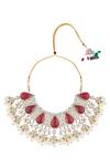 Moh-Maya by Disha Khatri_Gold Plated Ruby Zirconia Studded Necklace Set _at_Aza_Fashions